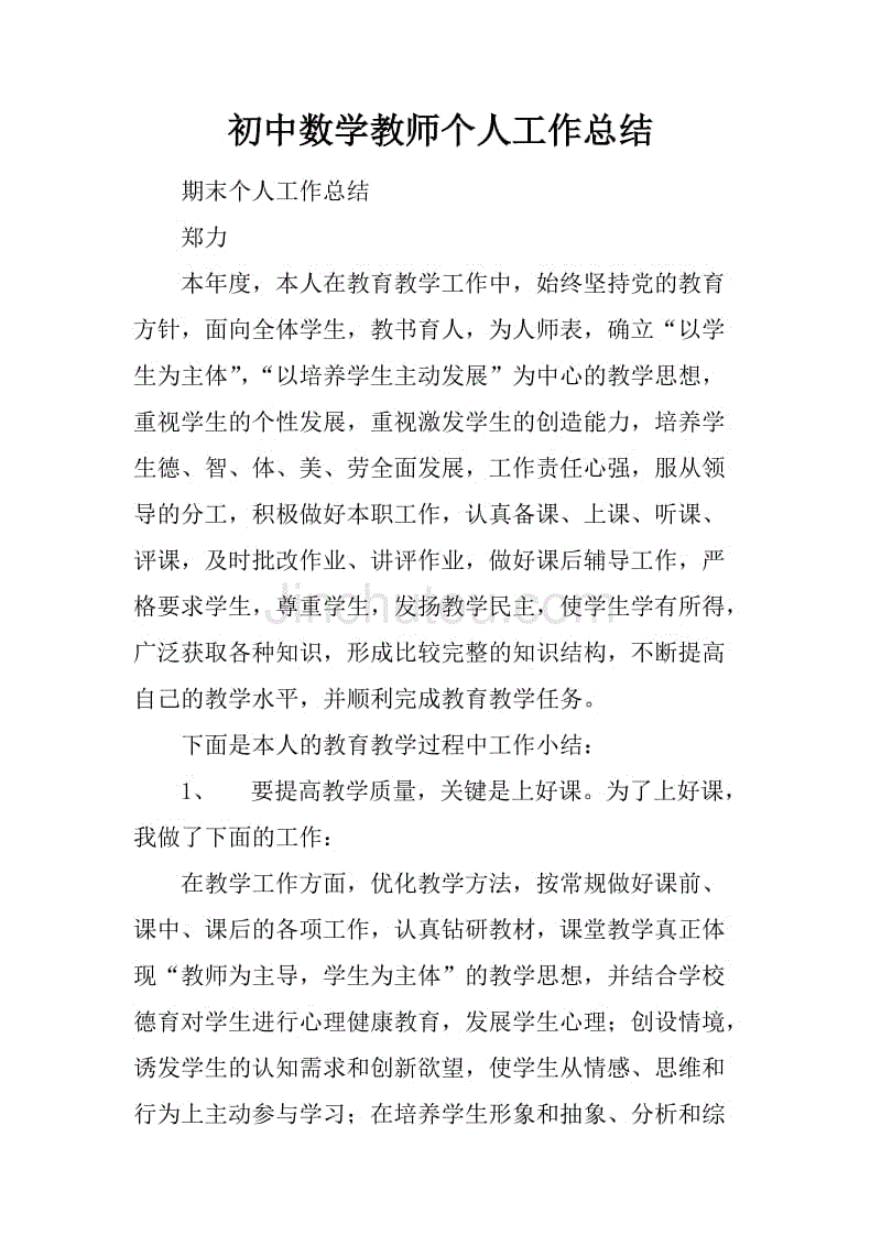 初中数学教师个人工作总结_2