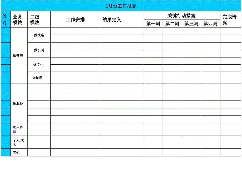 月报月计划表格2