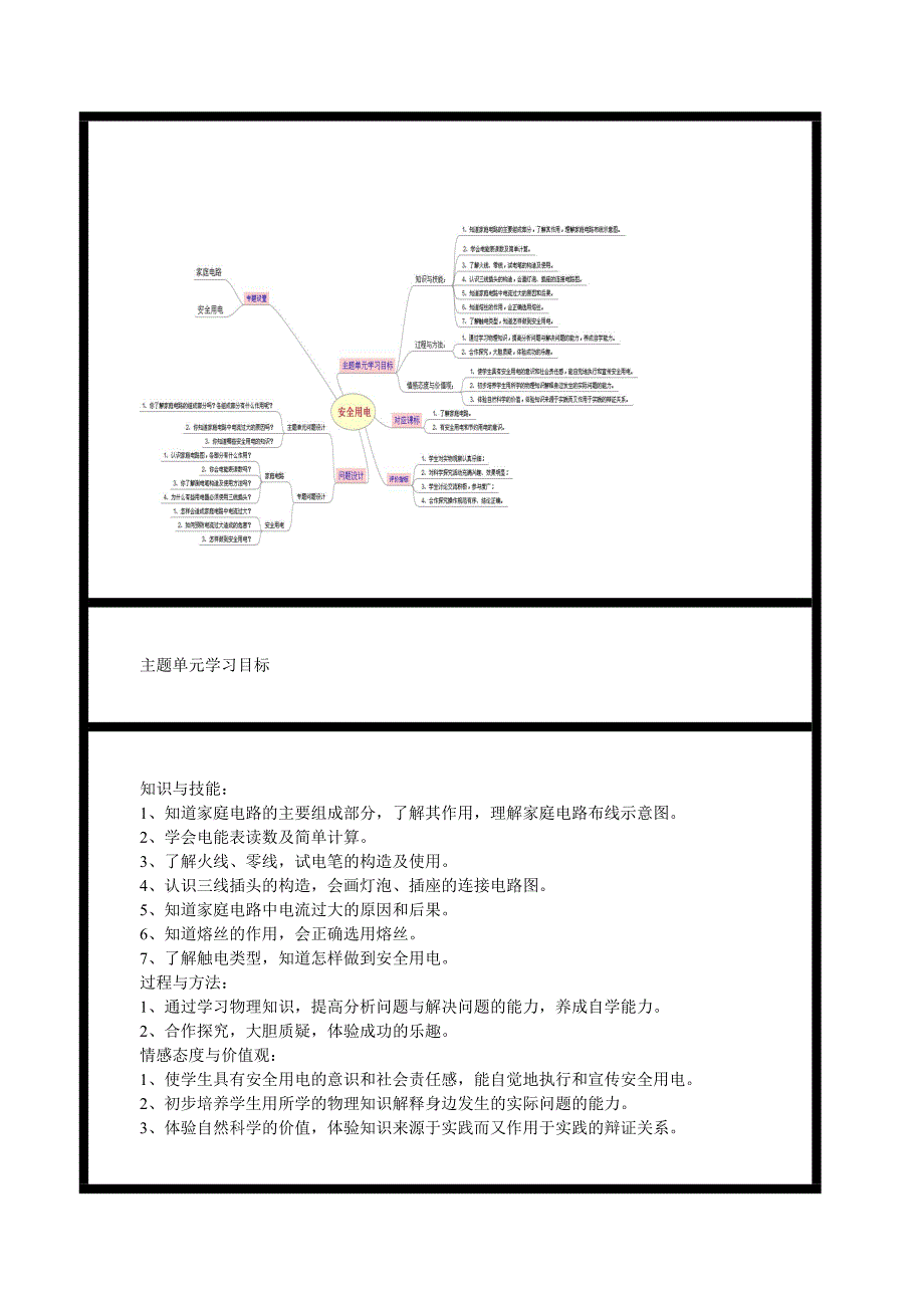 初中物理《生活用电》单元教学设计以及思维导图