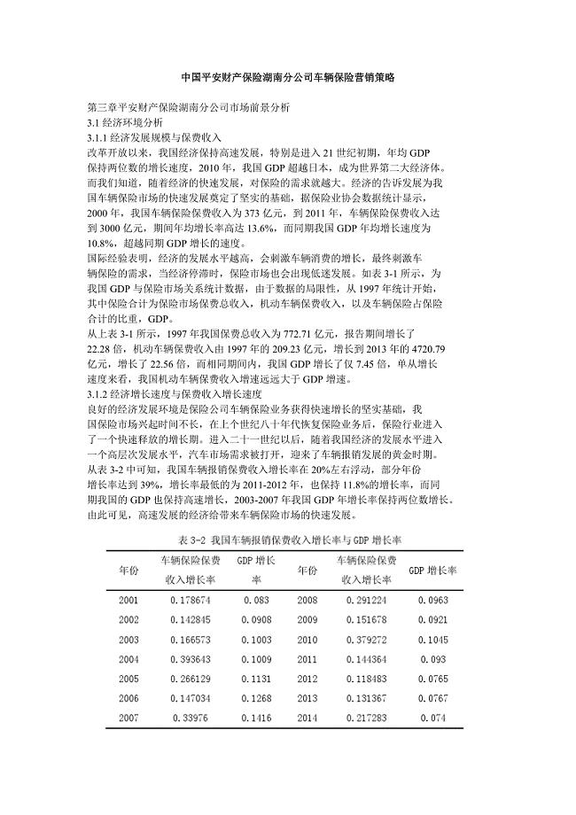 中国平安财产保险湖南分公司车辆保险营销策略