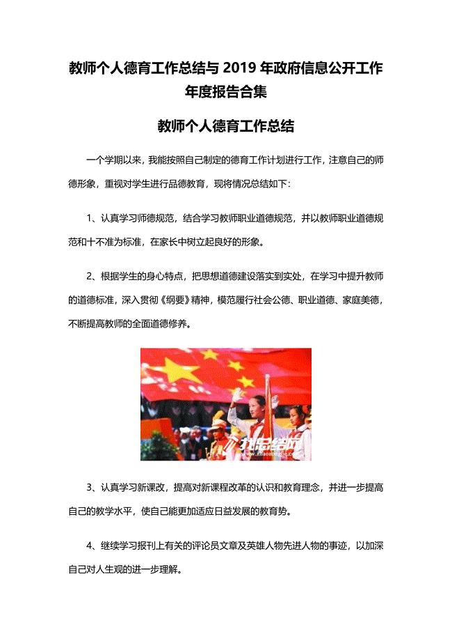 师个人德育工作总结与2019年政府信息公开工