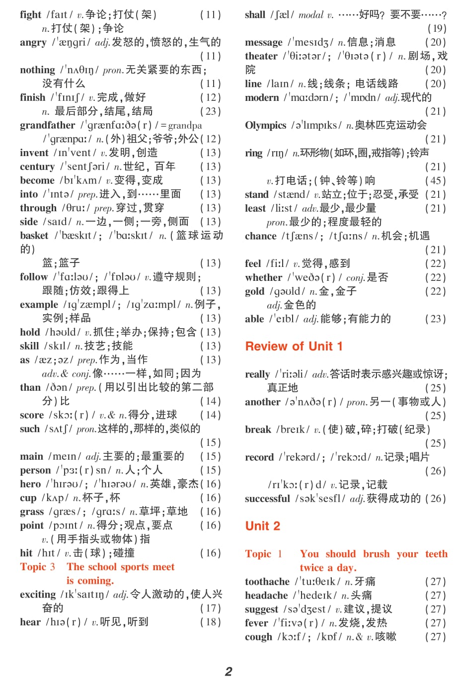 八年级上册仁爱英语单词表