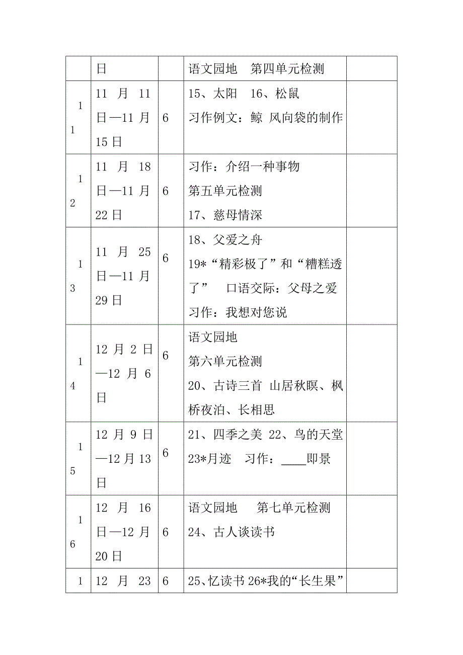 2019新人教版部编本五年级上册语文教学工作计划教学进度表40