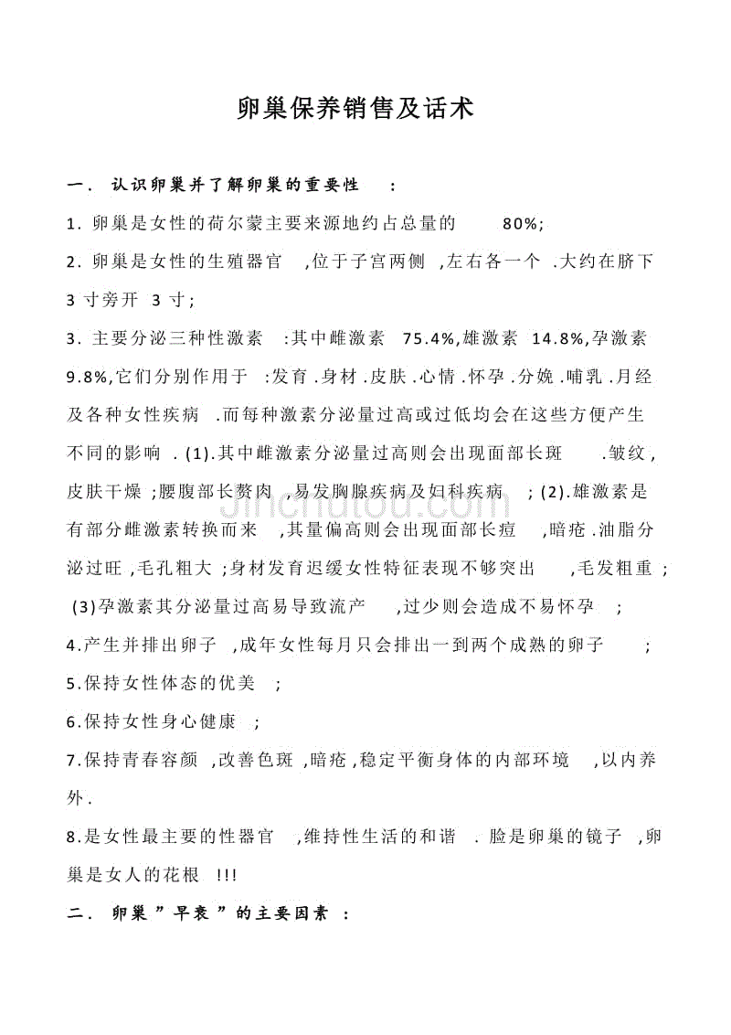 卵巢保養銷售及話術