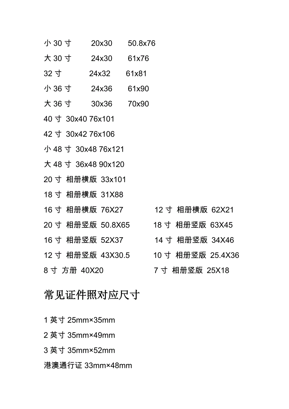 30寸照片是多大尺寸图片