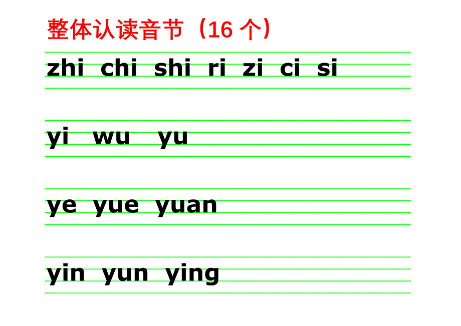 26個拼音字母聲母整體認讀音節韻母介母前鼻音後鼻音多音節田字格star