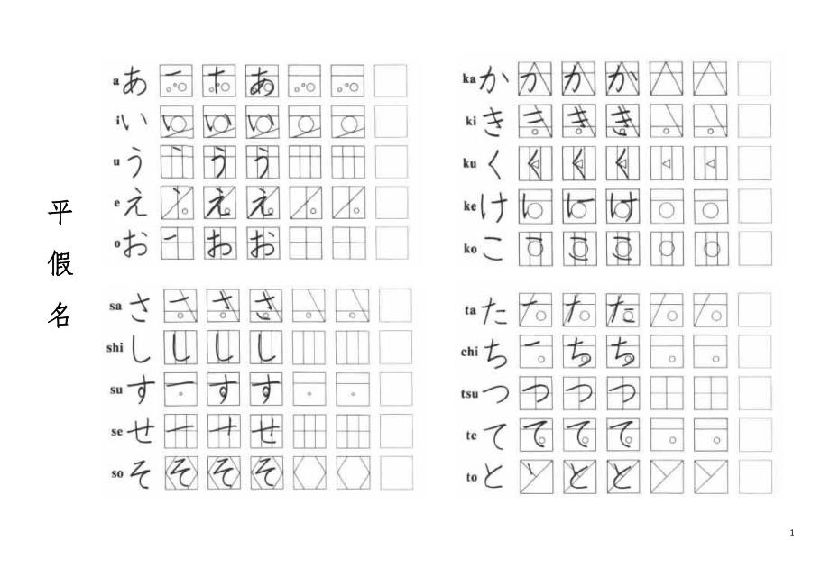 五十音圖手寫體臨摹字帖綜合版平假名片假名修改版