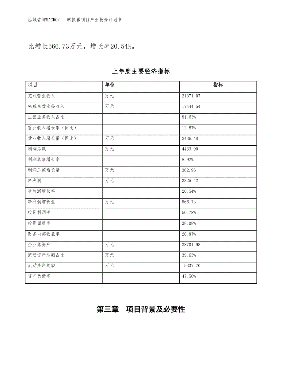 轉換器項目產業投資計劃書docx